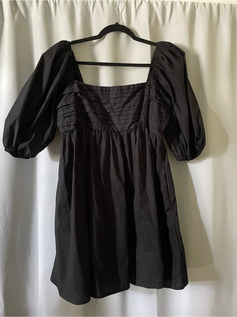 Abercrombie Black Puff Sleeve Square Neck Mini Dress